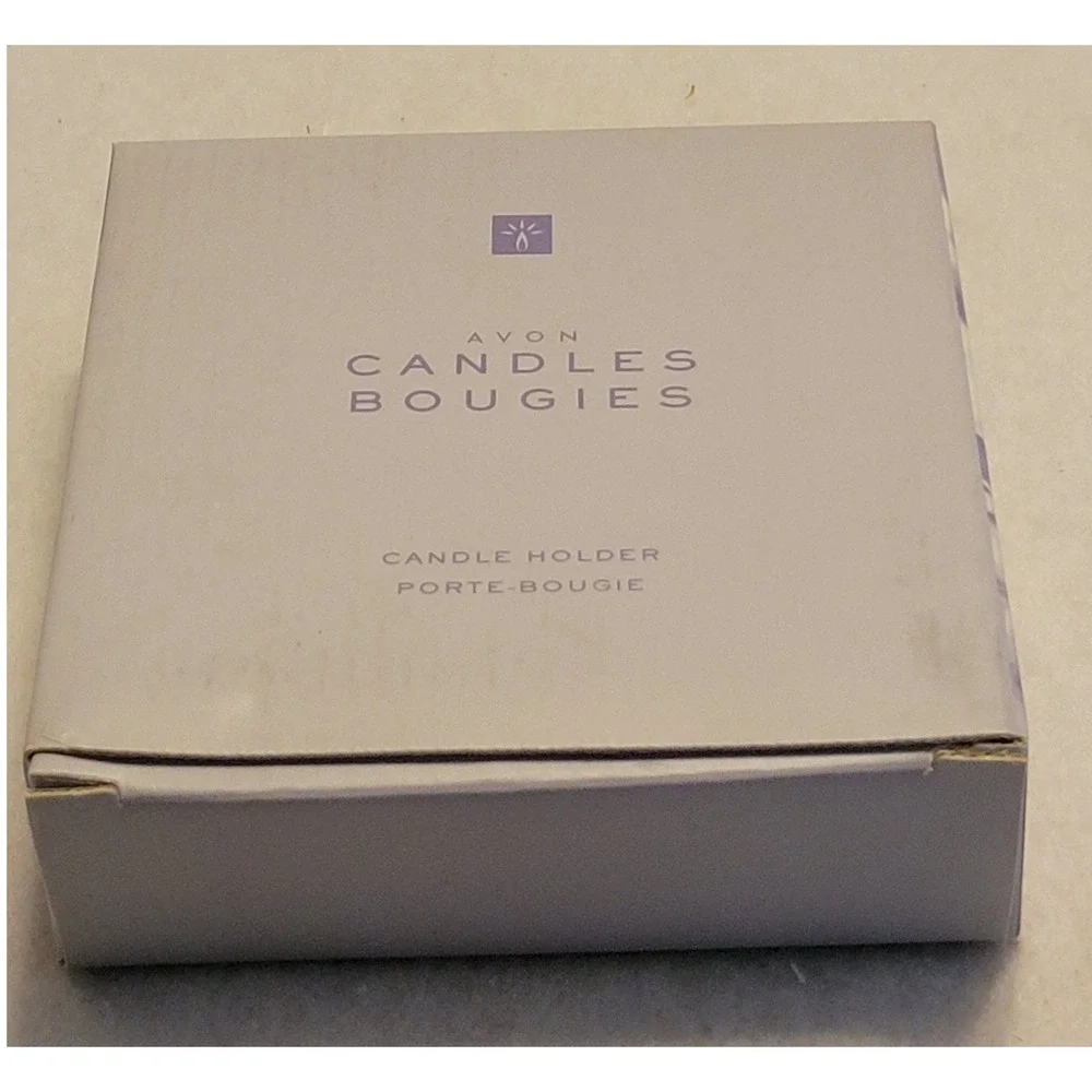 VTG NOS Avon Round Pillar Candle Holder 2001 Collectible Silver Tone w/ Box